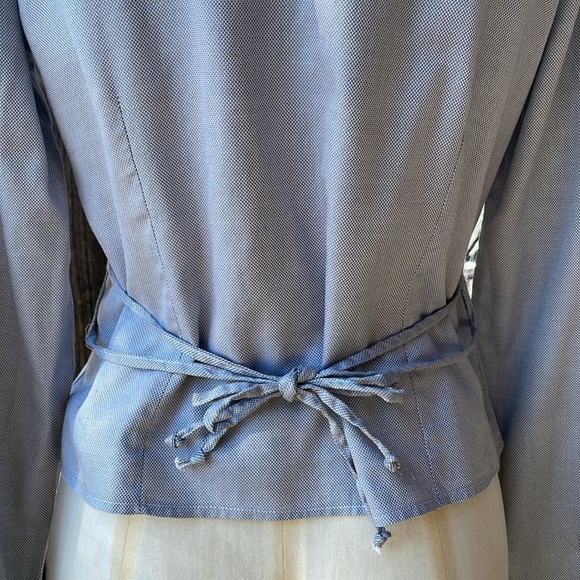 Anne Fontaine Paris true wrap dress shirt, gray with white collar & cuffs Size 3 - Picture 3 of 15